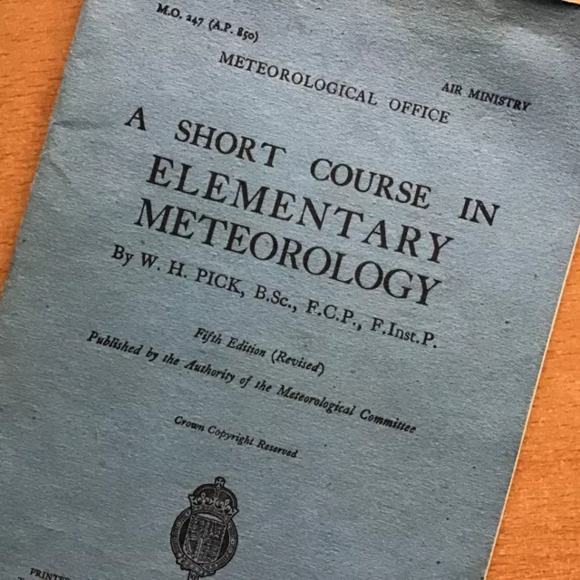 Original Wwii British Air Ministry Pamphlet: Elementary Meteorology 1938/43