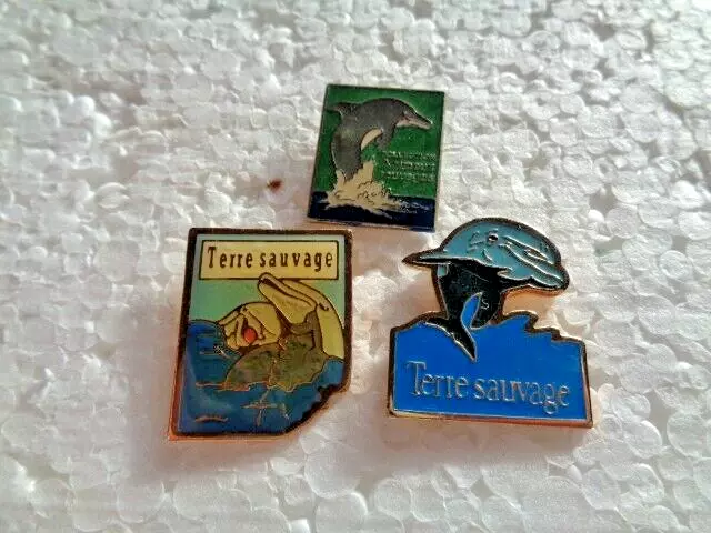 Job lot of 3 Wild Dolphin sealife wildlife related metal lapel pins