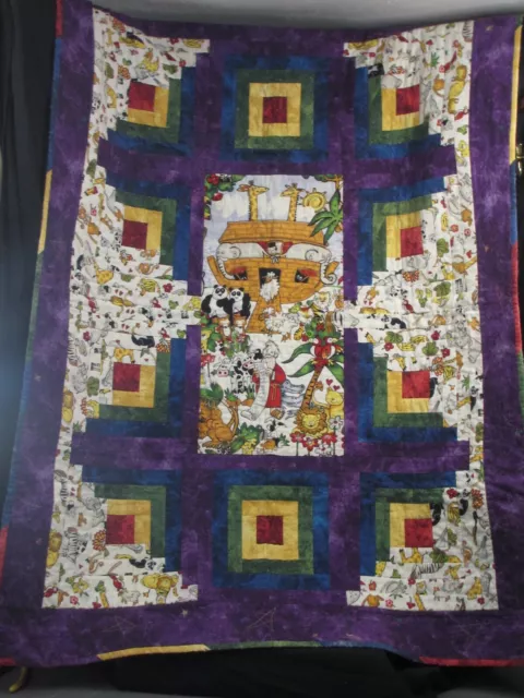 "Hermoso edredón para bebé con temática del Arca de Noé hecho a mano 42"" X 34"