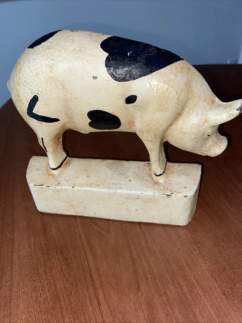 VTG CAST IRON PIG 🐷 DOOR STOP FARM HOUSE COUNTRY DECOR  ~ Heavy Wt 7"H