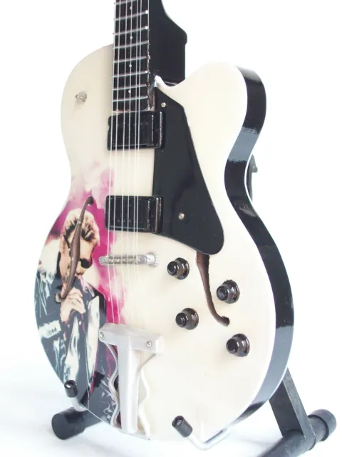 Guitare miniature style Ibanez blanche Johnny Hallyday 3