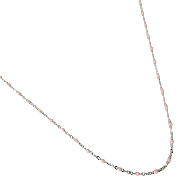 Collier perles résine multi couleur acier inoxydable or