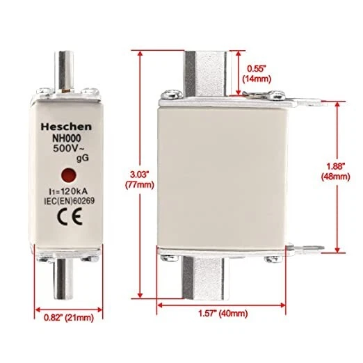 Lot 3x Cartouche fusible NH de type cylindrique NH000 50A 3