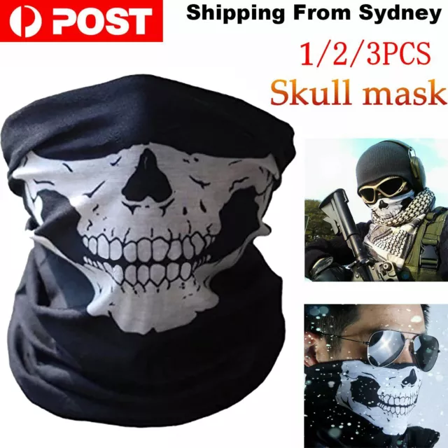 1/2/3xSkeleton Ghost Face Mask Biker Skull Neck Warmer Biker Costume Fancy Dress