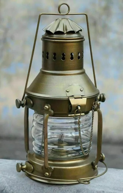 NAUTICAL MARITIME BRASS Boat Light Antique Hanging Oil Lamp Ship Anchor  Lantern $132.44 - PicClick AU