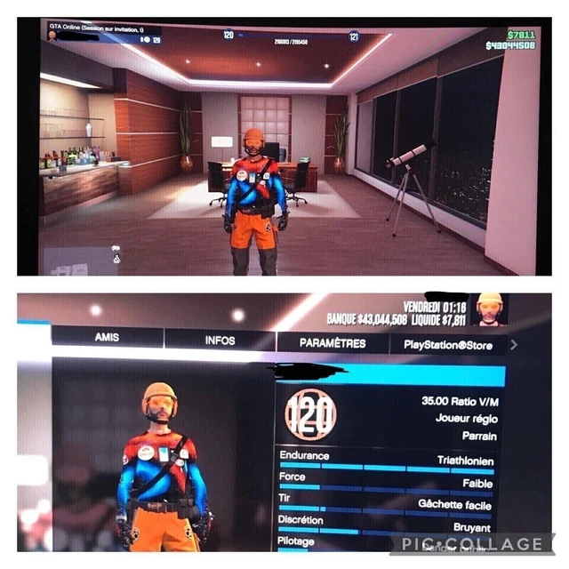 Compte GTA V PS4/PS5 - Niveau 120 - 43 Millions De GTA$ - Beaucoup De Contenu Débloqué