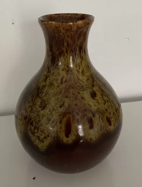 Vintage Studio Pottery Brown Honeycomb Small Vase Retro