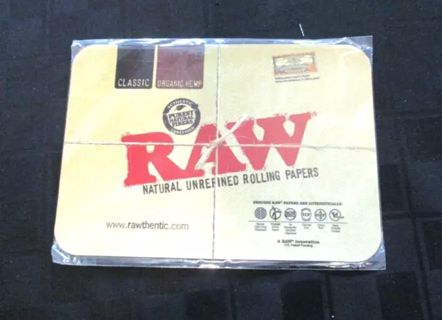 RAW Natural Unrefined Rolling Papers mini Magnetic Tray Cover 7x5" NIP