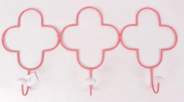Pottery Barn Kids Decorator hook rack, pink, moroccan tile, 25" wide x 12" tall