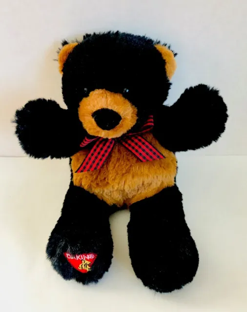 Dakin Black Brown Teddy Bear Plush Red Bow Stuffed Animal Toy 9 Inches