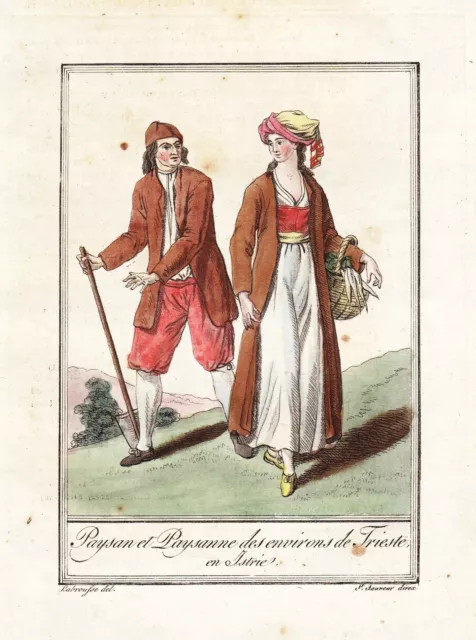 Trieste Italia Italy Italien Trachten costume engraving Kupferstich Grasset 1780