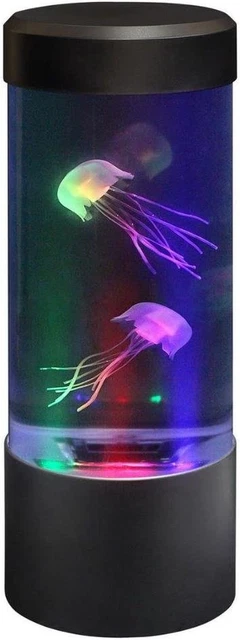 LED Mini Desktop Jellyfish Lava Lamp with Color Changing Light Effects. a Sensor