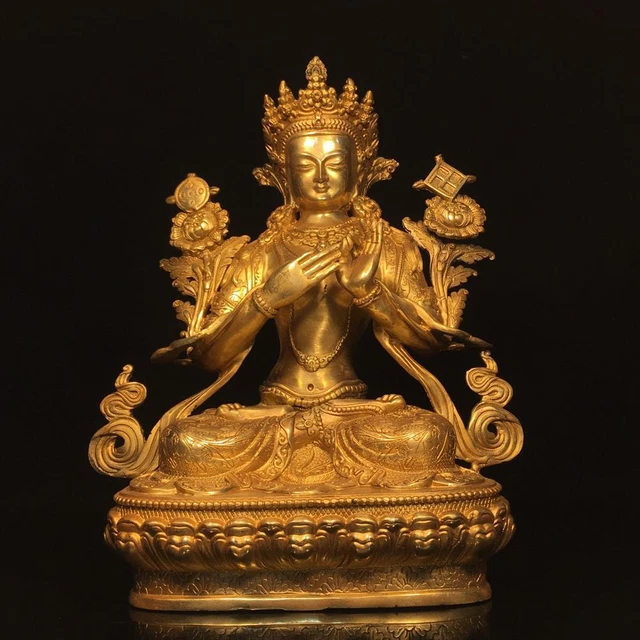 30CM Old Chinese Bronze Statue Buddha Q754
