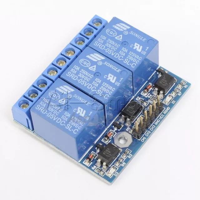 DC 3.3V 5V 3-Channel Relay Module With Optocoupler Isolation Compatible Signal