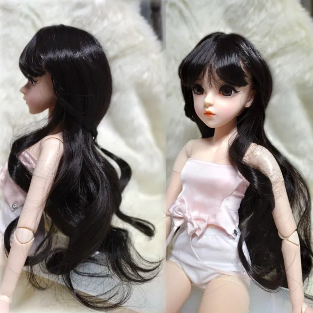 Wave Curly Long Wigs with Bangs for 1/3 1/4 1/6 SD BJD Doll Not Include Doll