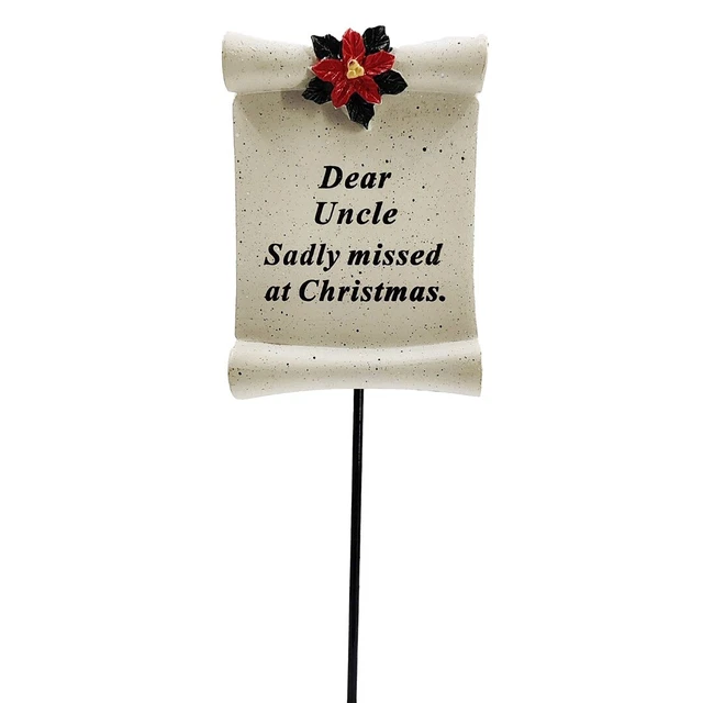 Uncle Christmas Xmas Poinsettia Flower Memorial Tribute Stick Graveside Plaque