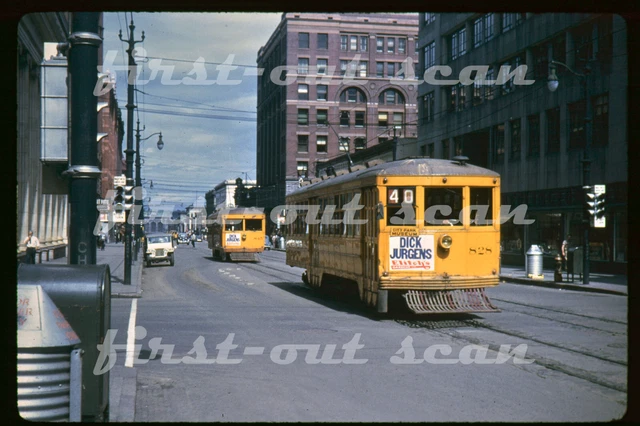 D DUPLICATE SLIDE - Denver Tramways 828 Trolley Electric Scene 1950s