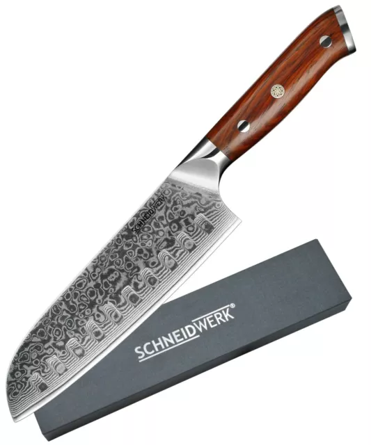 SCHNEIDWERK Santoku Küchenmesser Damast Kochmesser Damaststahl Damastmesser Di-7