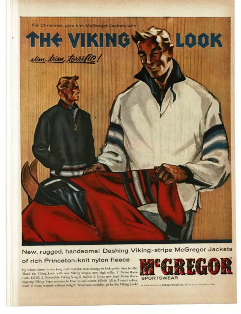 1956 McGregor Men's Clothes Sportswear Viking Strip Jackets Vintage Print Ad