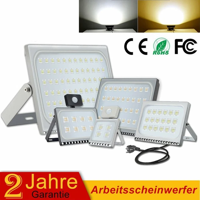 10-100W LED Fluter mit Bewegungsmelder/Stecker Aussen Strahler Scheinwerfer IP65