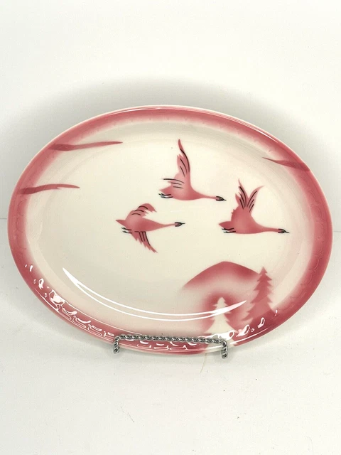 Syracuse China EconoRim TRAVELER Railroad Oval Platter Date 3-II 9 3/4" X 7 7/8"