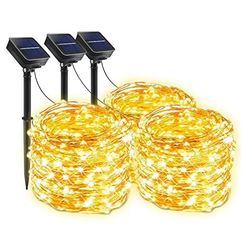 【3 Packs】 Guirnaldas Luces Exterior Solar, luces de hadas jardín Totalmente 36M