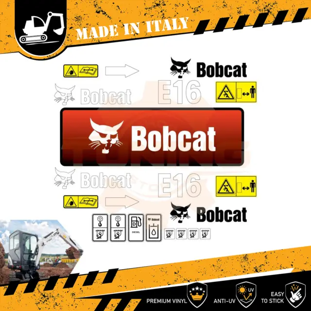 Aufkleber Abziehbilder Arbeitsausrüstung BobCat E16