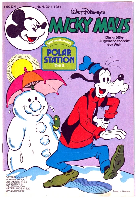 MICKY MAUS HEFT NR 4 JAHRGANG 1981 mit Bastelteil, Ehapa, Bastei,
