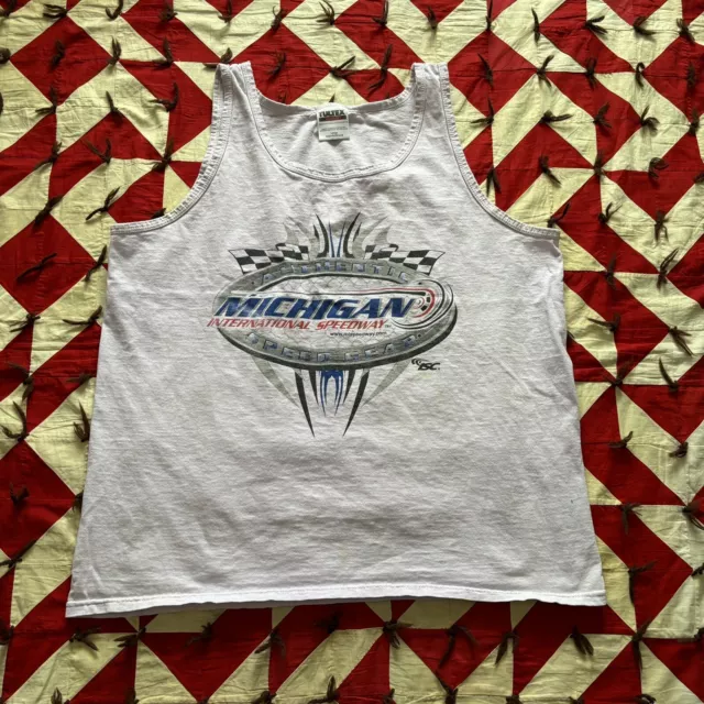 Vintage Michigan International Speedway Tank Top Mens Large Purple As Is Stained