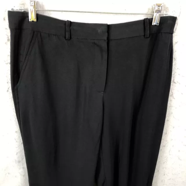 Robert Rodriguez Pants Womens 10 Black Wide Leg Ruffle Hem Flirty Feminine Crop 2