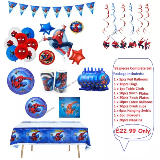 Spiderman Kids Birthday party complete set Latex foil Balloons Decoration set