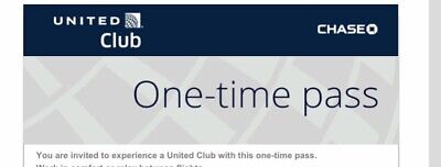 One (1) United Airlines United Airlines Club One Time Passes Expires 7/31/23