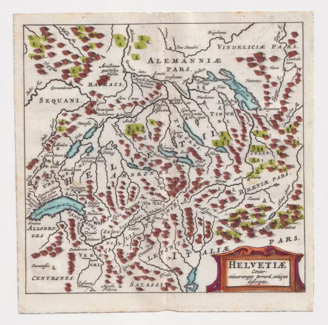 Philippus Cluverius (1580-1622), mappa della Svizzera Helvetia 1686