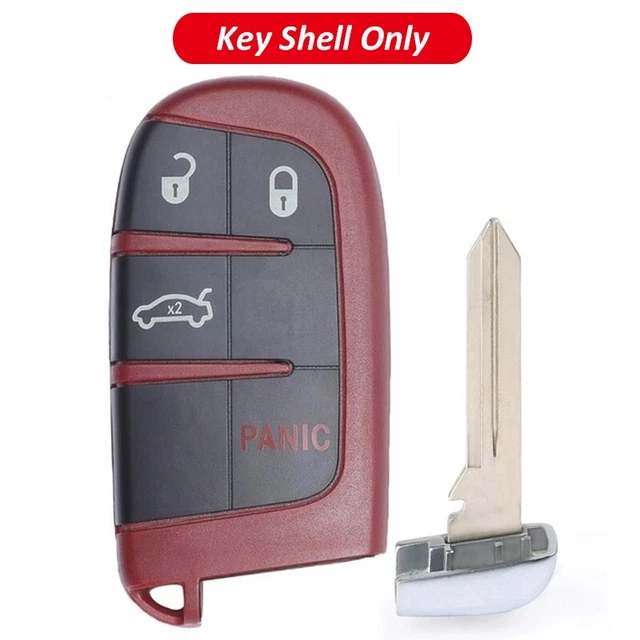 Red Smart Remote Key Shell Case Fob 4 Buttons for Dodge Challenger Charger Dart