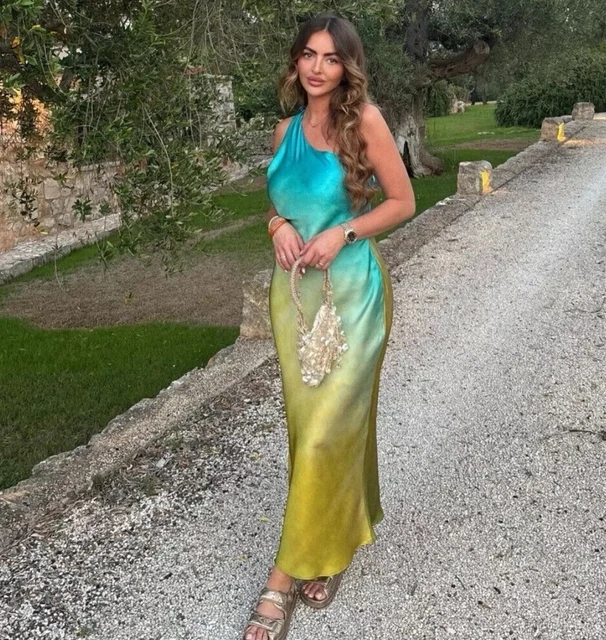 asymmetric tie dye satin dress zara ZARA ASYMMETRIC Tie Dye Satin Dress Multicoloured Size S 8247/490 New  £40.00