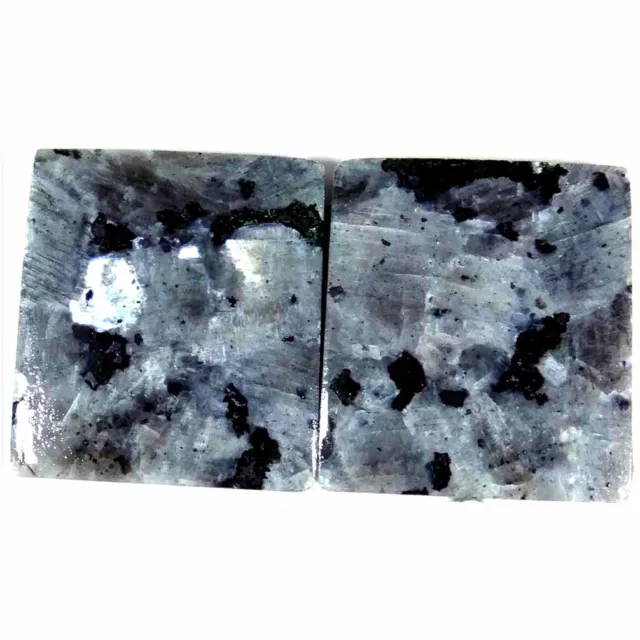 33.55Cts. 19X21X3mm 100% Natural Larvikite Rectangle Cab Matched Pair Gemstone