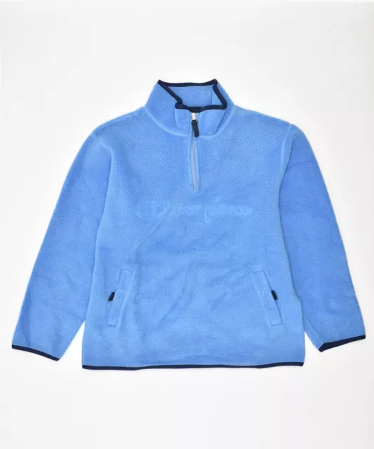 CHAMPION Girls Fleece Zip Neck Jumper Sweater 11-12 Years Blue Polyester SD08