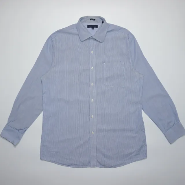 Tommy Hilfiger Men's Blue Long Sleeve Slim Fit Striped Cotton Shirt Size L