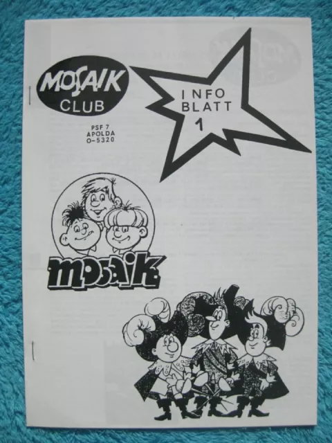 FANZINE MOSAIKER Nr 1 / 1991 Digedags Abrafaxe Mosaik Club Apolda selten RAR