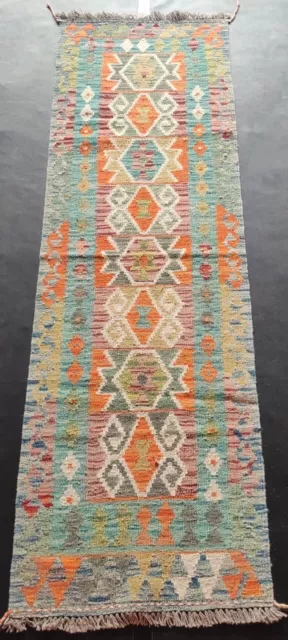 Tribal Handmade Afghan/Turkish Runer Kilim Rug, Aztec Wool Rug, size 198x61 CM