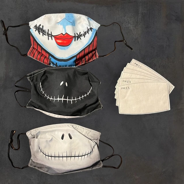 3 Face Masks The Nightmare Before Christmas Halloween 6 PM 2.5 Inserts Dentist