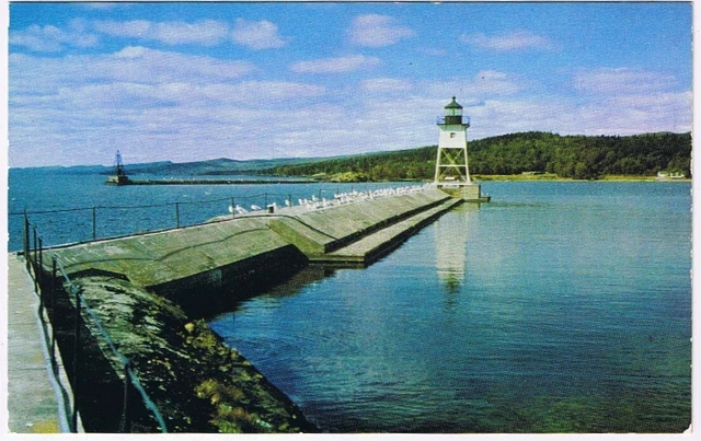 Postcard Breakwater At Grand Marais Minnesota North Shore Lake Superior