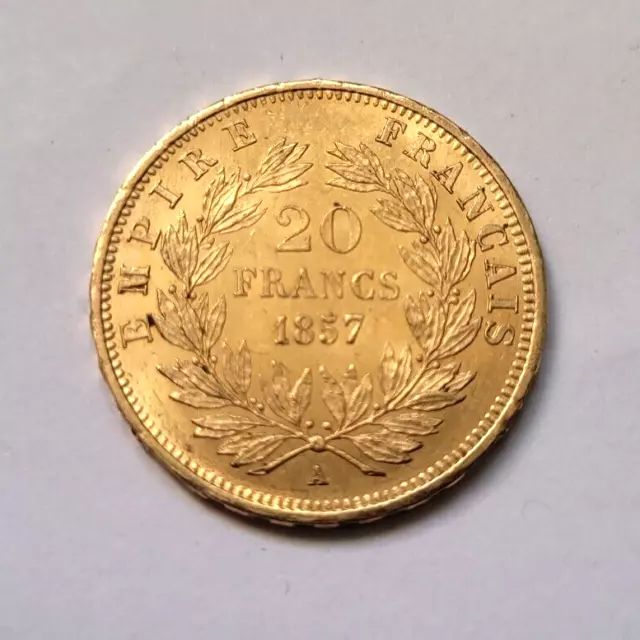 Superbe pièce de 20 francs or 1857 A Napoleon III belle qualité