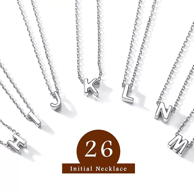 Stainless Steel Silver Letter A-Z Pendant Necklace for Women Initial Necklace
