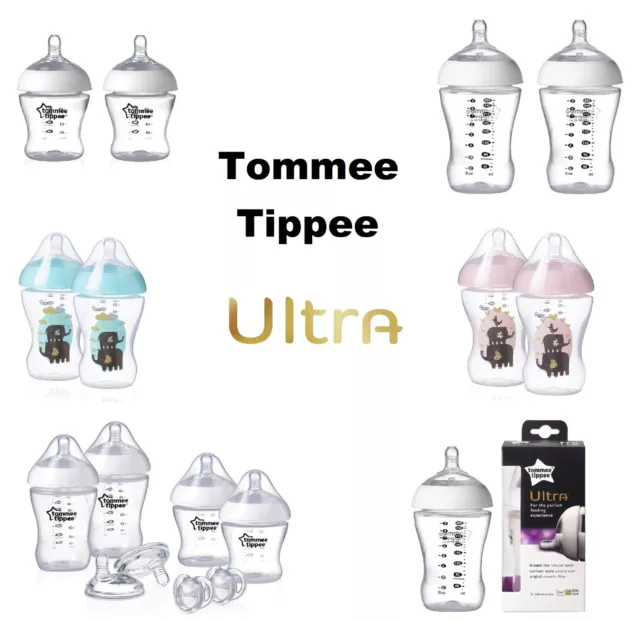 Tommee Tippee Baby Bottle Natural Latch  260ml/9oz 1/2/3/4pk ULTRA