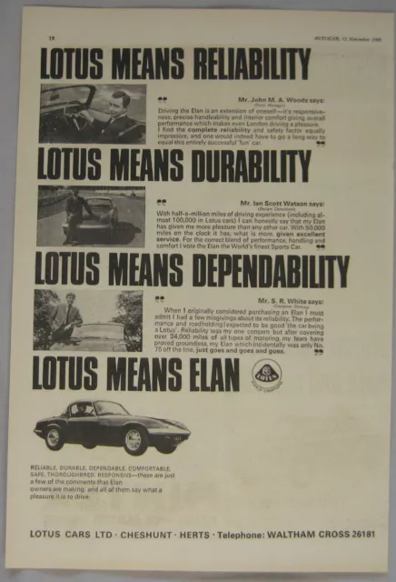 1965 Lotus Elan Original advert No.2