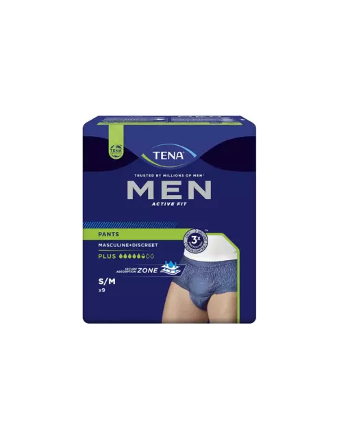 Tena Hombres Active Fit Pants Plus Anti Deslizante Absorbentes S-M 9pz