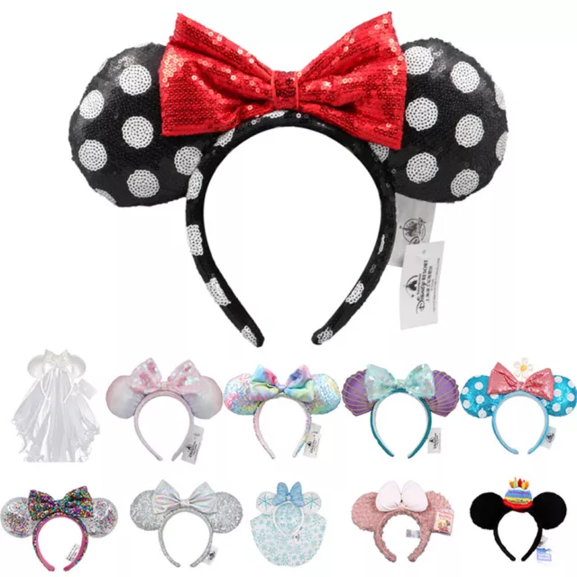 Disney Parks Bow Sequin Mickey Minnie Mouse Ears Girls Womens Princess Headband