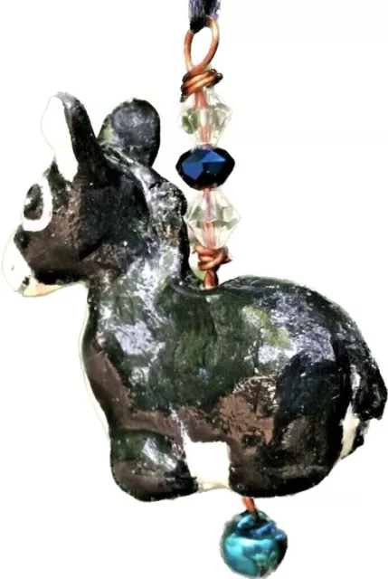 Donkey Burro Custom Holiday Christmas Ornament Handmade Black 3" x 2" x 3/4" 3