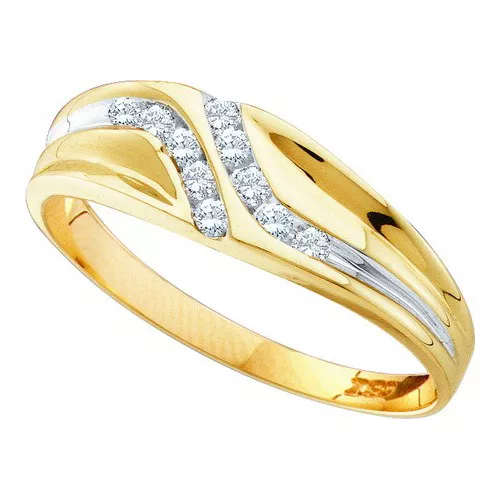 10K Gelbgold 0.12ctw Diamant Herren Mode Band Ring